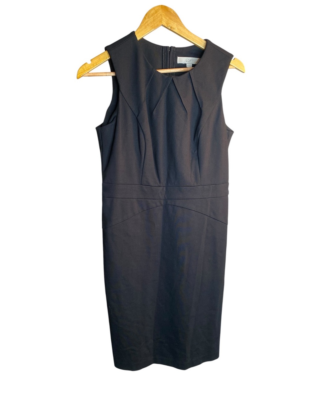 LOFT Black Sleeveless Midi Sheath Dress